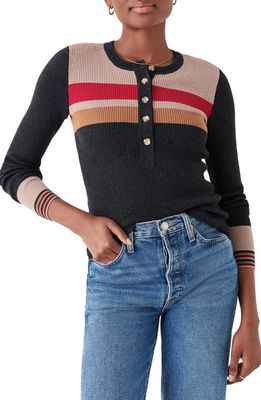 Faherty Mikki Organic Cotton & Cashmere Henley Sweater in Throwback Stripe