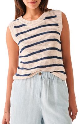 Faherty Miramar Muscle Sweater Tank in Natural Navy Stripe