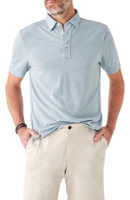 Faherty Movement Stripe Short Sleeve Polo Shirt in Tidal Reef Stripe