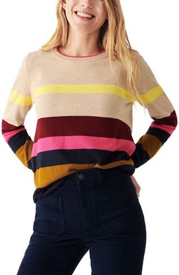 Faherty Ollie Stripe Organic Cotton & Cashmere Sweater in Sable Multi