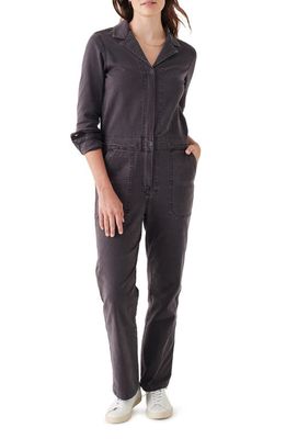Faherty Overland Long Sleeve Organic Cotton Blend Twill Jumpsuit in Mineral Charcoal
