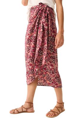 Faherty Pacifica Floral Linen Blend Wrap Midi Skirt in Desert Bloom