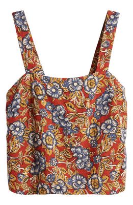 Faherty Pacifica Floral Square Neck Linen Blend Tank in Red Desert Bloom