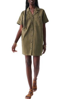Faherty Palos Verdes Cotton & Linen Mini Shirtdress in Military Olive