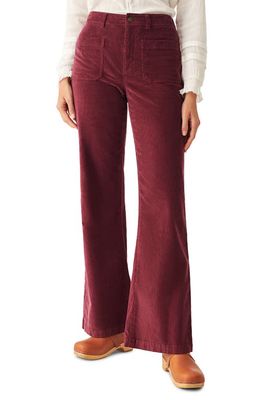Faherty Patch Pocket Flare Leg Stretch Corduroy Pants in Maroon Banner