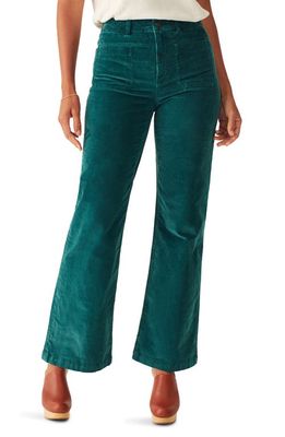 Faherty Patch Pocket Flare Leg Stretch Corduroy Pants in Sea Moss