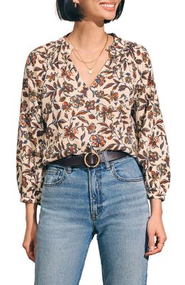 Faherty Portia Floral Linen Blend Blouse in Indee Floral