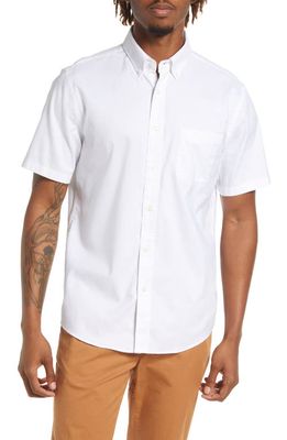 Faherty Regular Fit Short Sleeve Button-Down Shirt in White