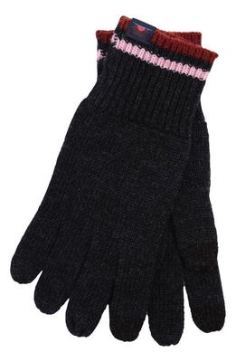 Faherty Retro Stripe Gloves in Charcoal Heather