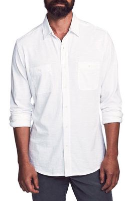 Faherty Seasons Knit Button-Up Shirt in White