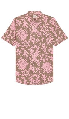 Faherty Short Sleeve Breeze Shirt in Pink