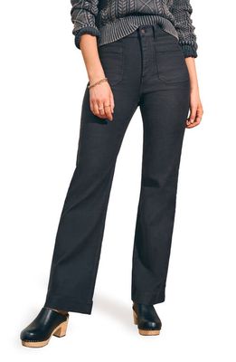 Faherty Stretch Terry Wide Leg Pants in Washed Black
