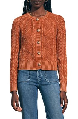 Faherty Sunwash Organic Cotton Cable Cardigan in Gingerbread