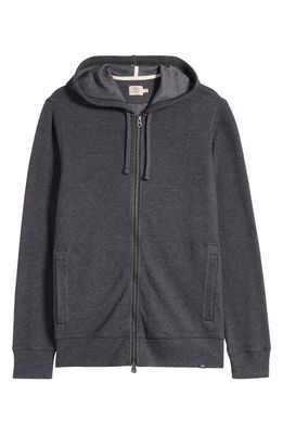 Faherty Surf Organic Cotton Blend Zip-Up Hoodie in Ash Heather