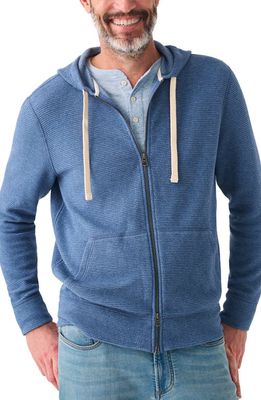 Faherty Surf Waffle Zip-Up Hoodie in Clearwater Heather
