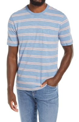 Faherty Surfrider Stripe Men's Pocket T-Shirt in Coast Coral Stripe
