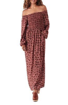 Faherty Susanna Smocked Off the Shoulder Long Sleeve Maxi Dress in Montserrat Floral