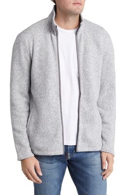 Faherty Sweater Fleece Zip Jacket in Light Granite