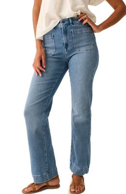 Faherty Terry Stretch High Waist Wide Leg Jeans in Mid Wash