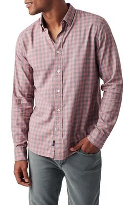 Faherty The Movement Plaid Button-Up Shirt in Barn Red Gingham