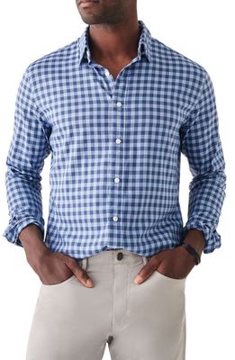 Faherty The Movement Plaid Button-Up Shirt in Navy Skies Check