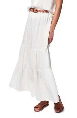 Faherty Valentina Tiered Organic Cotton Maxi Skirt in White