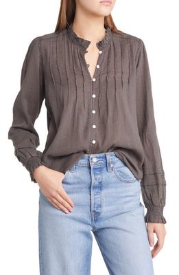 Faherty Willa Button Front Peasant Blouse in Faded Black