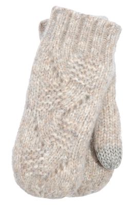 Faherty Wool Blend Cable Mittens in Driftwood