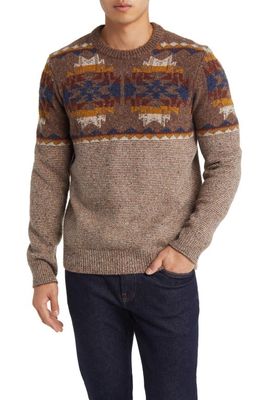 Faherty x Doug Good Feather Donegal Wool Blend Crewneck Sweater in Brown Earth Fire