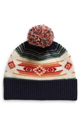 Faherty x Doug Good Feather Star Nation Wool Blend Pompom Beanie in Blue Multi