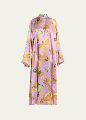 Fairy Printed Silk Tunic Dress
