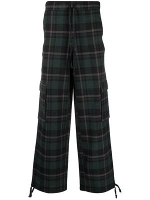 Faith Connexion check-pattern cotton straight-leg trousers - Green