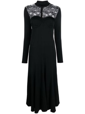 Faith Connexion lace-trim long-sleeved maxi dress - Black