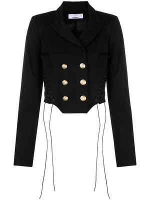Faith Connexion lace-up double-breasted blazer - Black