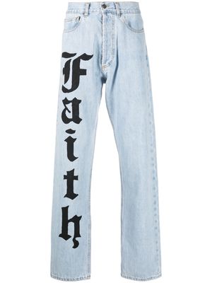 Faith Connexion logo-print loose straight-leg jeans - Blue