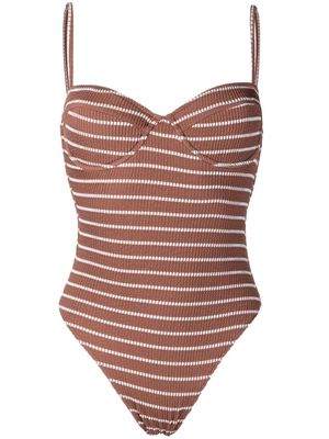 Faithfull the Brand Bea striped swimsuit - Brown