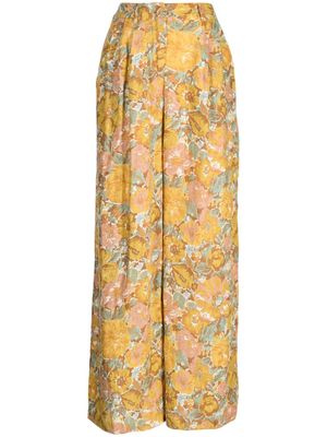 Faithfull the Brand Circa floral-print linen trousers - Yellow