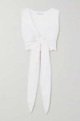 Faithfull The Brand - Desitha Cropped Tie-detailed Linen Top - White