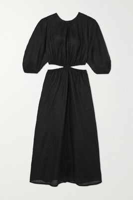 Faithfull The Brand - Hielo Cutout Gathered Linen Dress - Black