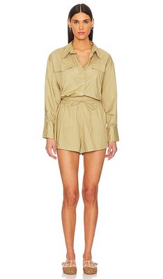 FAITHFULL THE BRAND Isole Playsuit in Tan