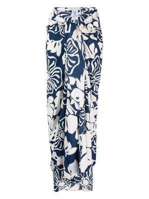 Faithfull the Brand knot-detail floral-print skirt - Blue