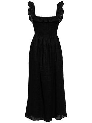 Faithfull the Brand Sameera linen ruffle-trim dress - Black