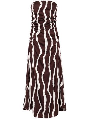 Faithfull the Brand Sicilia striped strapless dress - Brown