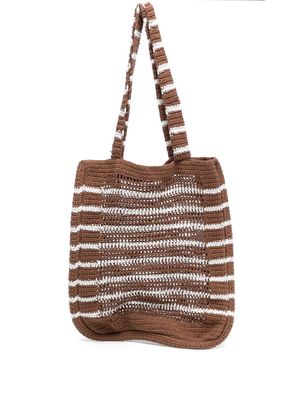 Faithfull the Brand striped crochet tote bag - Brown