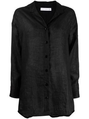 Faithfull the Brand Tortuga sheer linen shirt dress - Black