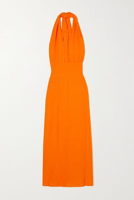 Faithfull The Brand - Tropiques Convertible Crinkled Linen-blend Maxi Dress - Orange