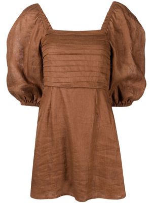Faithfull the Brand Venezia pleat-detail mini dress - Brown