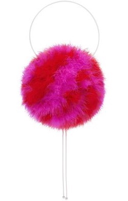 FAL-ASH Red & Pink Feather Hoop Shoulder Bag