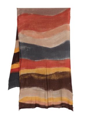 Faliero Sarti abstract-pattern cashmere-blend scarf - Orange