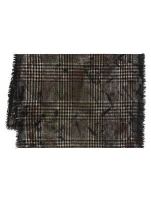 Faliero Sarti abstract-pattern checkered frayed scarf - Black